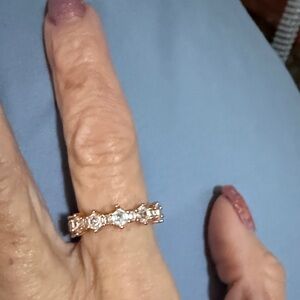 Rose Gold Cubic Zirconia Halo eternity Band